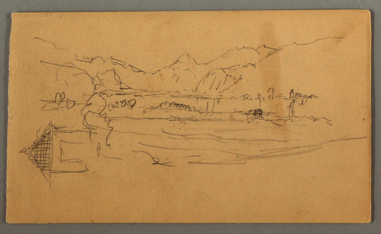 Desenho, Vale largo, barracão, St. Gilgen, Áustria, possivelmente 1868 de Frederic Edwin Church