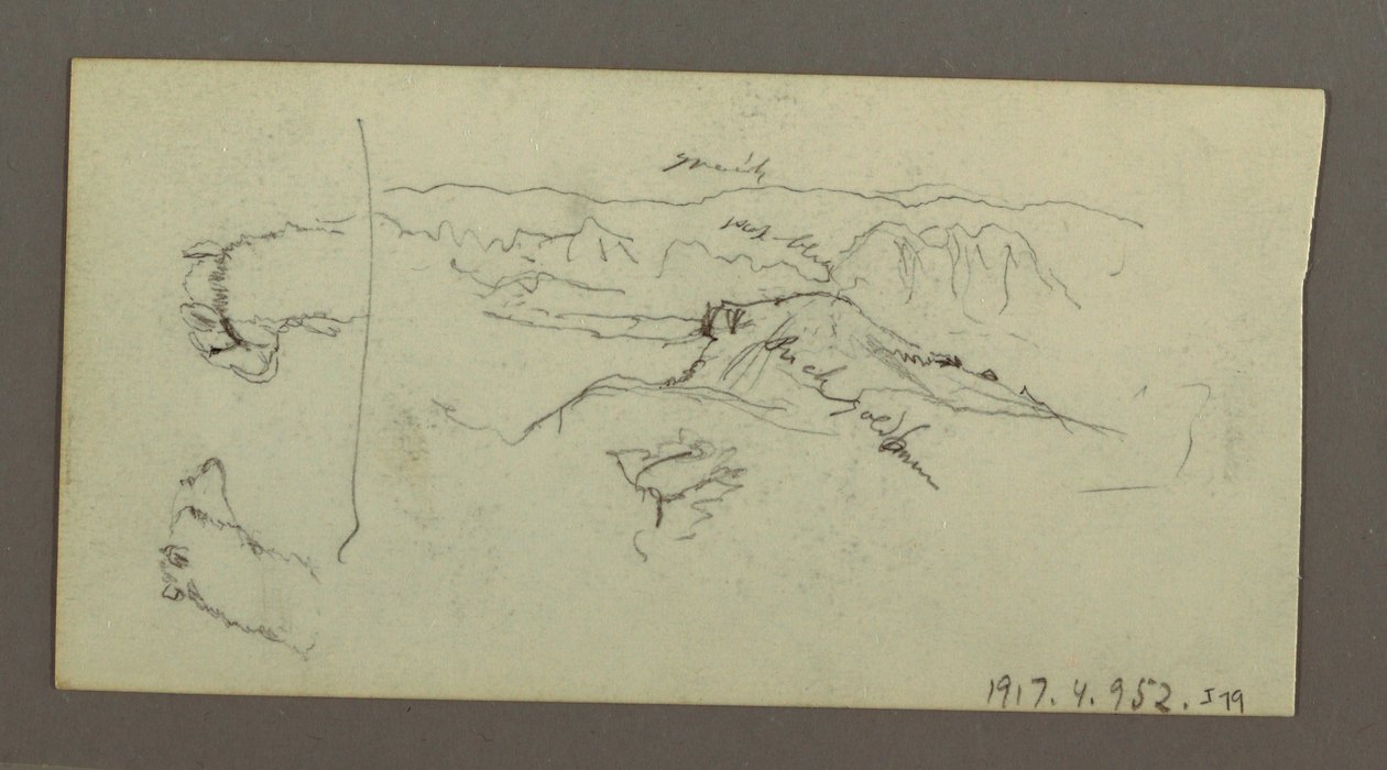 Desenho, Estúdios de camelos, arbustos e vale, possivelmente 1868 de Frederic Edwin Church