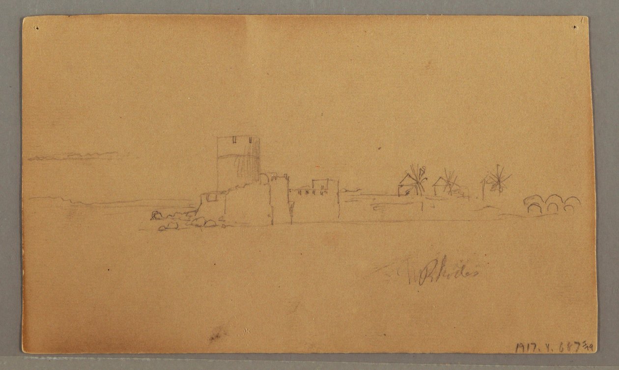 Desenho, Castelo junto ao porto, 29 de maio de 1868 de Frederic Edwin Church