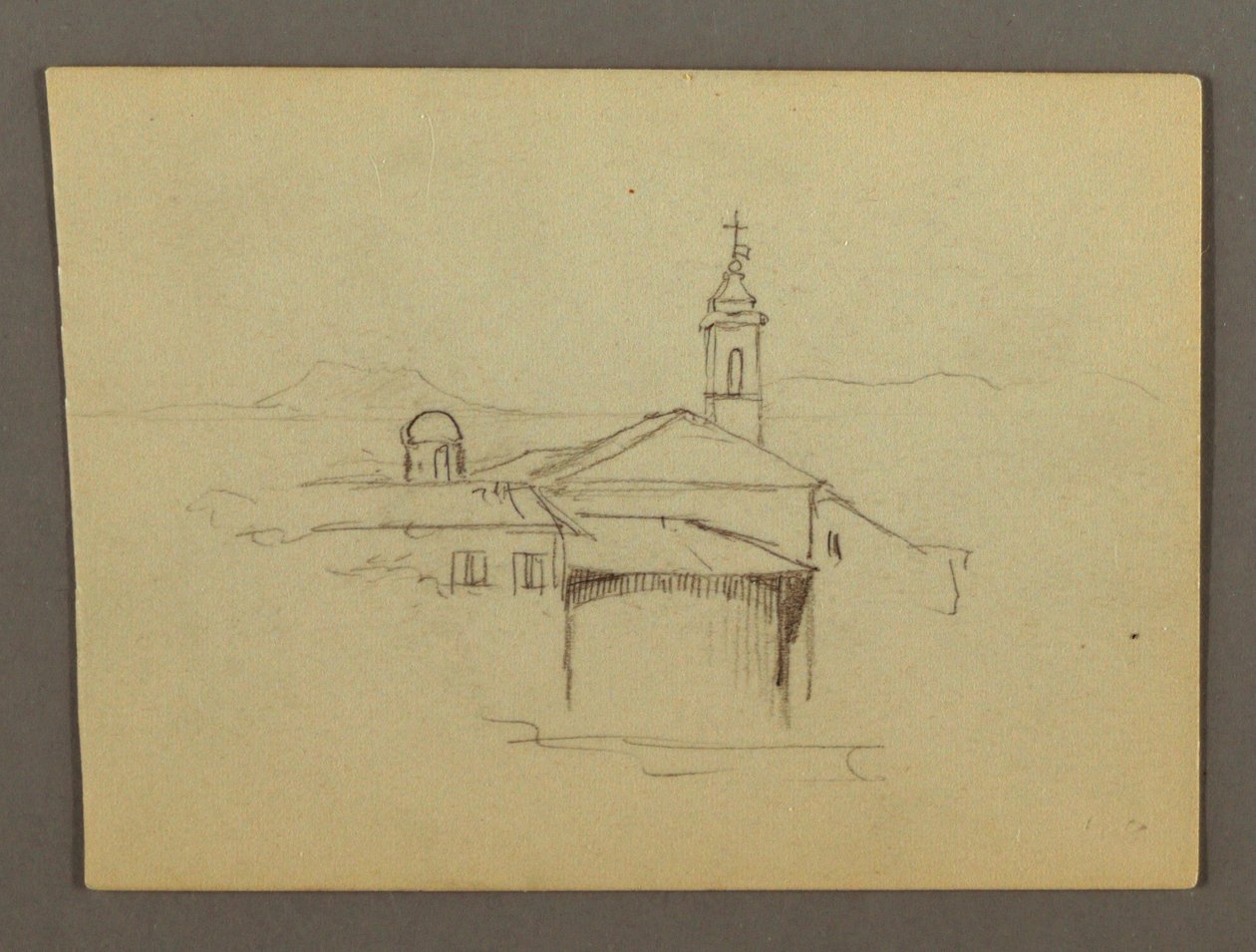 Desenho, Torre da Igreja Edifícios adjacentes, possivelmente 1868-69 de Frederic Edwin Church