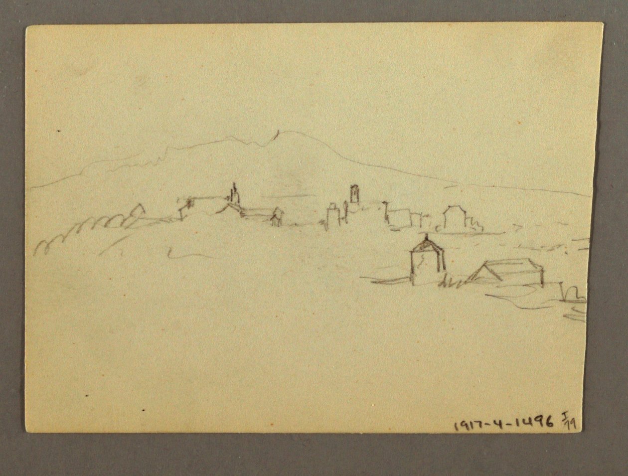 Desenho, Torre da Igreja Edifícios adjacentes, possivelmente 1868-69 de Frederic Edwin Church