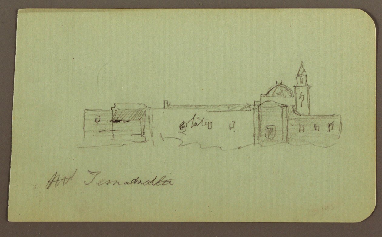 Desenho, Igreja; Verso: Paisagem de montanha, "Taluca", 1883 de Frederic Edwin Church