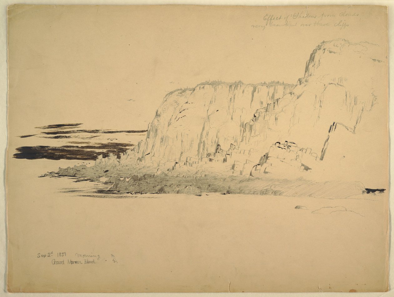 Desenho, Cliffs, setembro de 1851 de Frederic Edwin Church