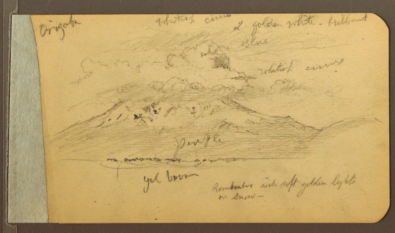 Desenho, Montanhas cobertas de nuvens, 1889 de Frederic Edwin Church