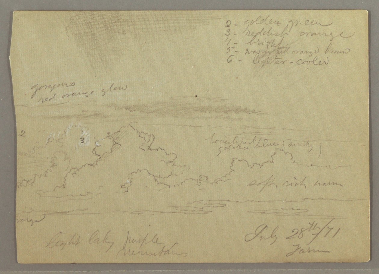 Desenho, Estudo de nuvens, 28 de julho de 1871 de Frederic Edwin Church