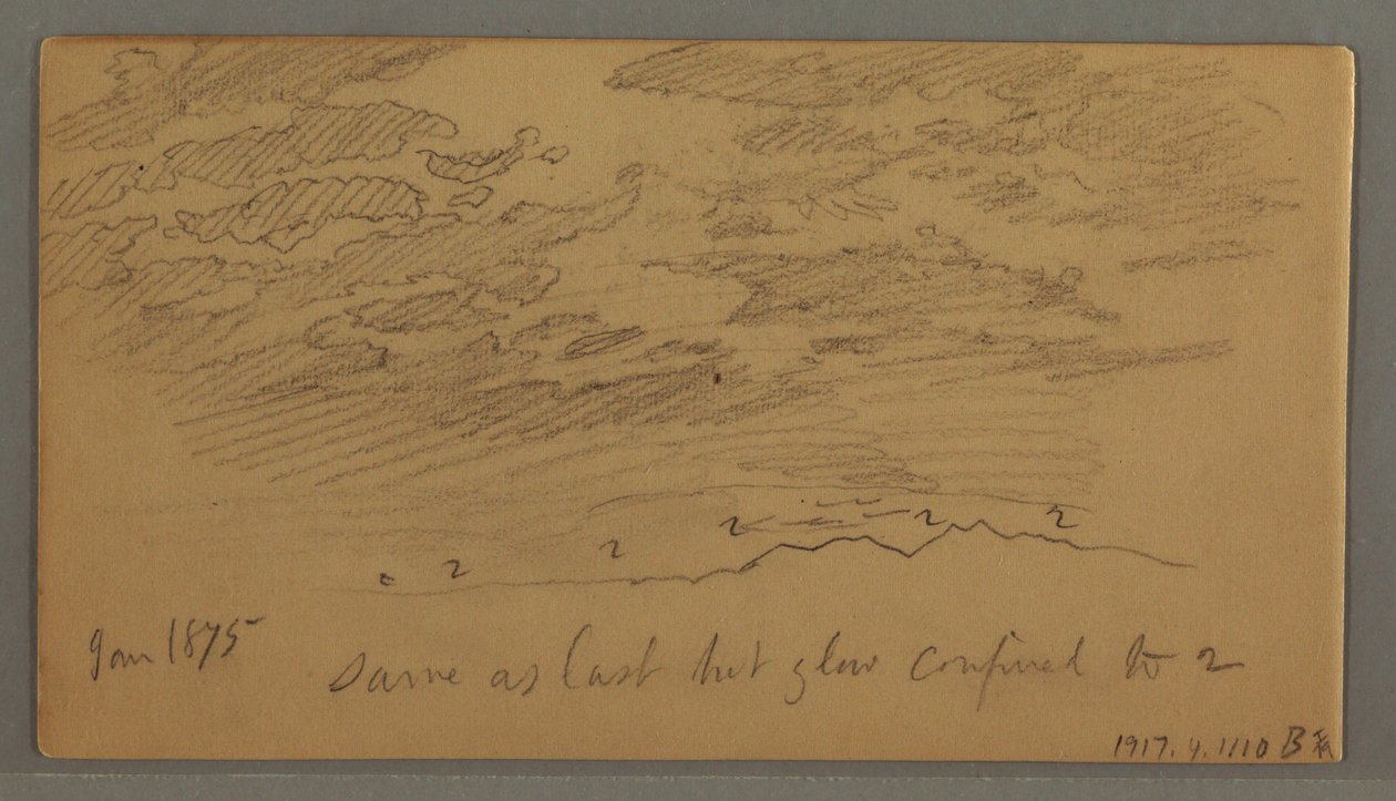Desenho, Nuvem sobre as colinas, janeiro de 1875 de Frederic Edwin Church