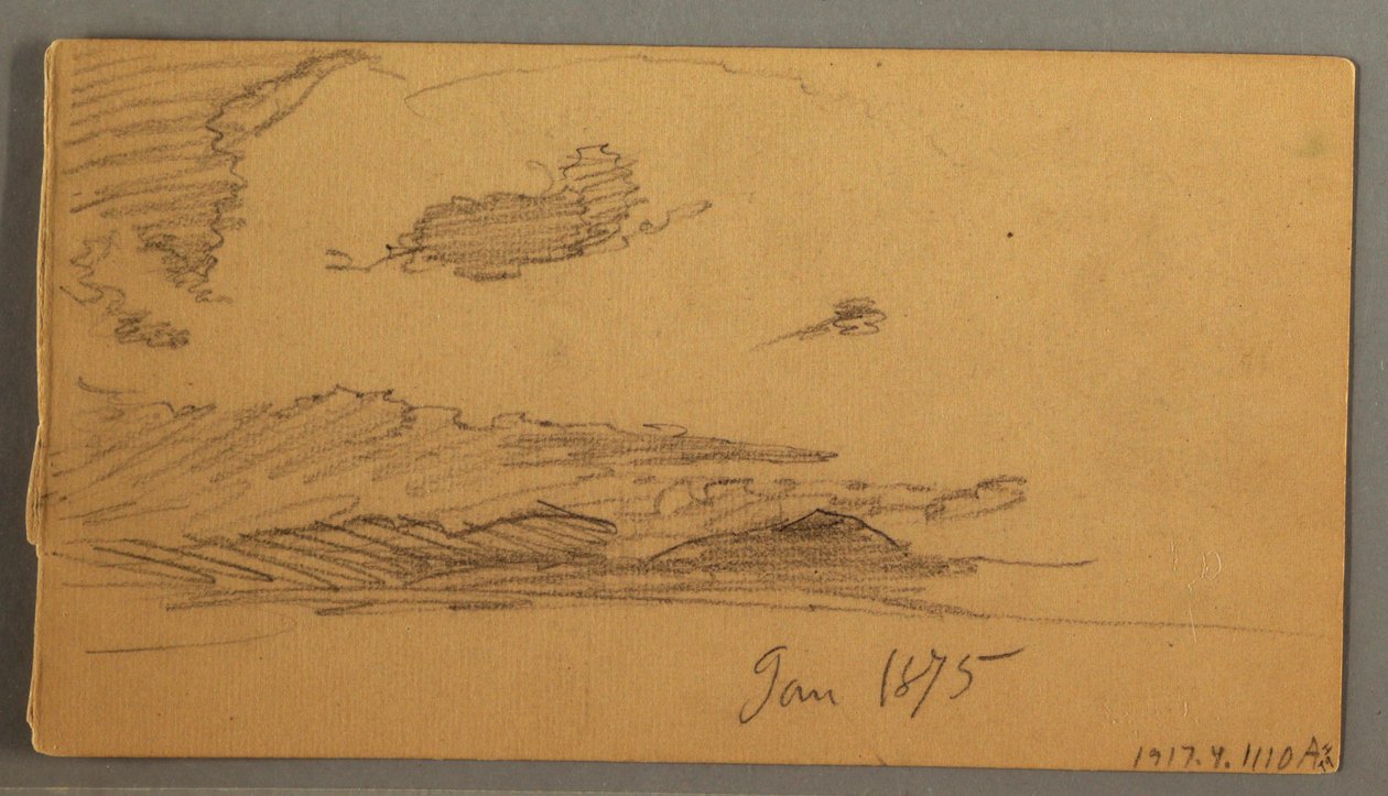 Desenho, Nuvem sobre as colinas, possivelmente 1875 de Frederic Edwin Church