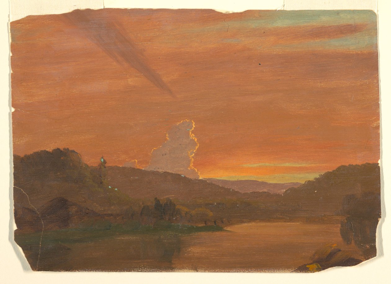 Desenho, Estudo de nuvens ao pôr do sol, 1850-60 de Frederic Edwin Church