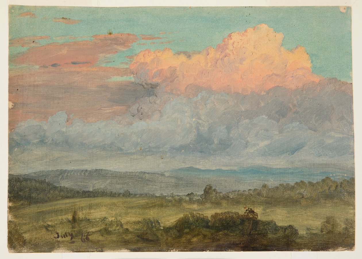 Desenho, Nuvens, Vale do Hudson, Nova Iorque, julho de 1866 de Frederic Edwin Church