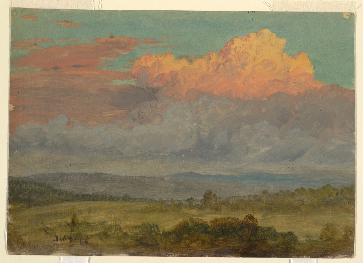 Desenho, Nuvens, Vale do Hudson, Nova Iorque, julho de 1866 de Frederic Edwin Church