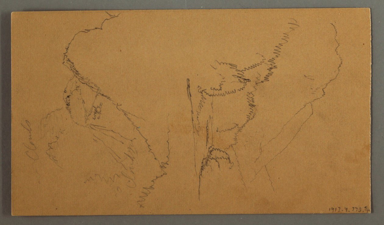 Desenho, Nuvens sobre picos de montanhas, possivelmente 1868 de Frederic Edwin Church