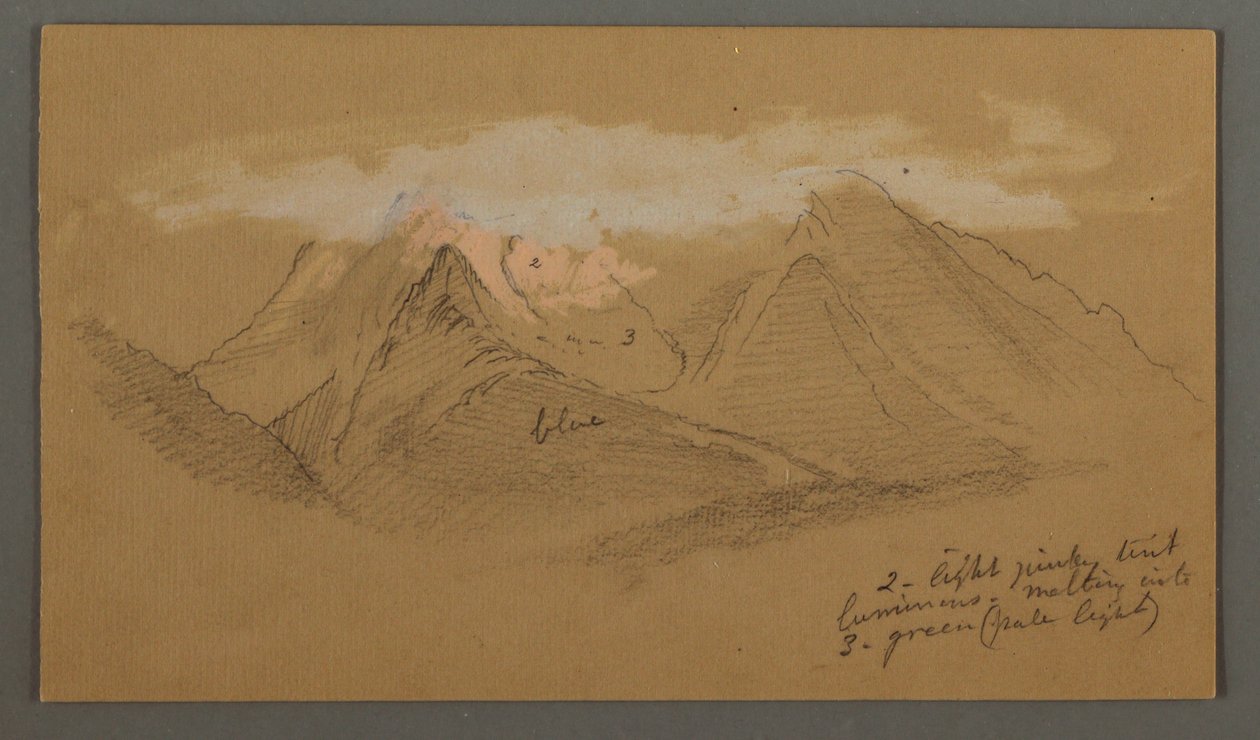 Desenho, Nuvens sobre picos de montanhas, possivelmente 1868 de Frederic Edwin Church