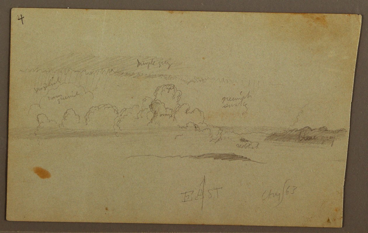 Desenho, Nuvens sobre a cordilheira, 1863 de Frederic Edwin Church