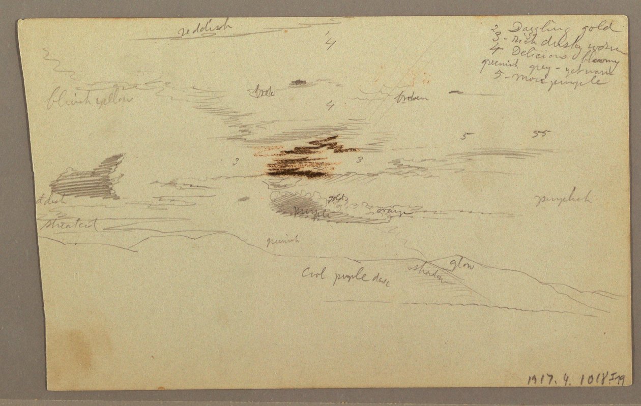 Desenho, Nuvens sobre a cordilheira, 1863 de Frederic Edwin Church