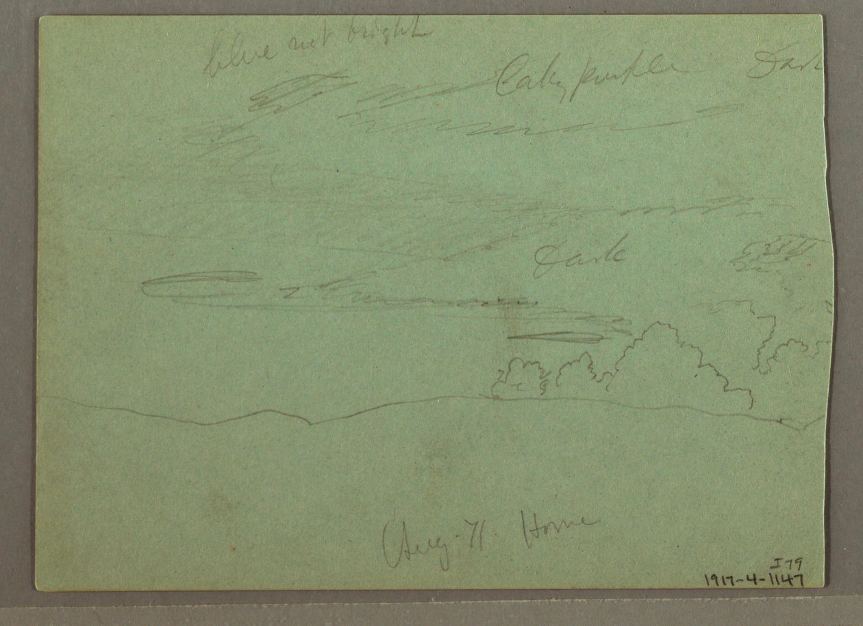 Desenho, Céu nublado sobre o cume, agosto de 1871 de Frederic Edwin Church