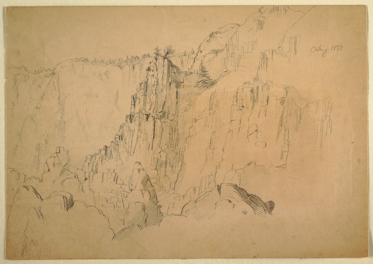 Desenho, Costa com rochedos íngremes, agosto de 1885 de Frederic Edwin Church