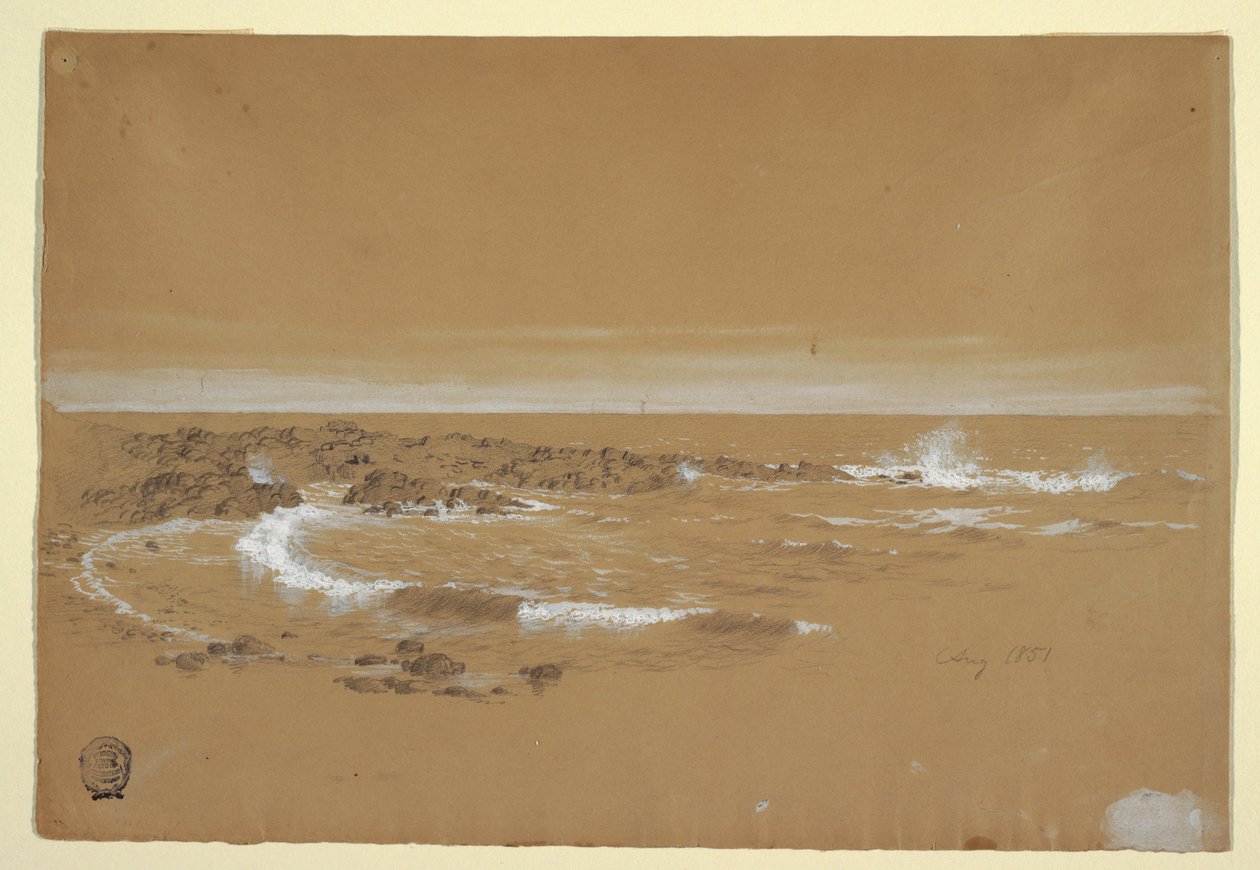 Desenho, Linha costeira, Grand Manan, Canadá, agosto de 1851 de Frederic Edwin Church