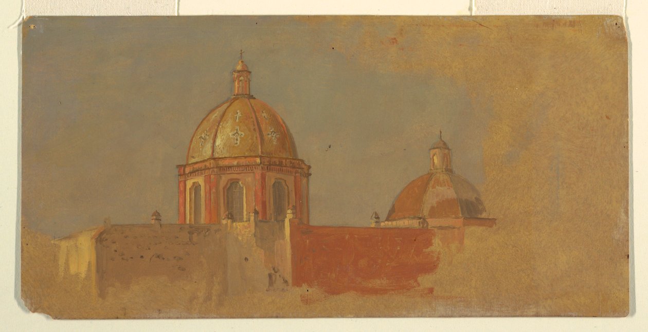 Desenho, Colômbia ou Equador, telhados de igrejas, 1853 ou 1857 de Frederic Edwin Church