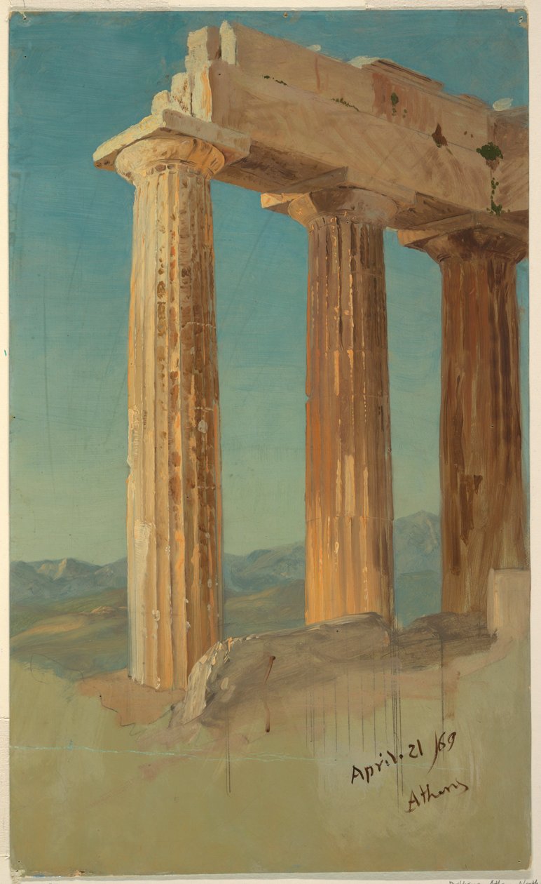 Desenho, Colunas do Pártenon, Atenas, 21 de abril de 1869 de Frederic Edwin Church