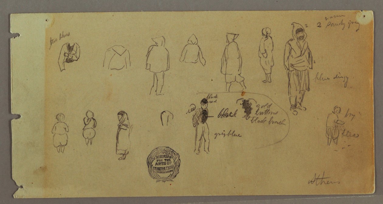 Desenho, Esboços de trajes e figuras, possivelmente 1869 de Frederic Edwin Church