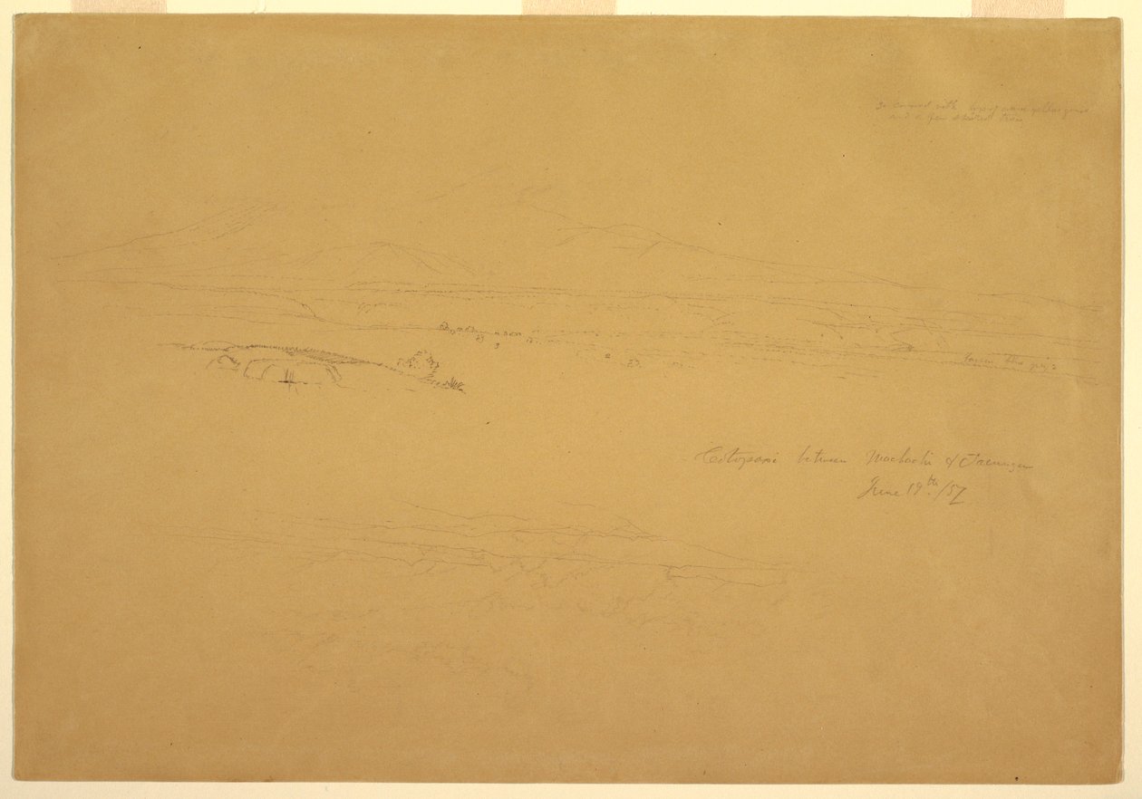 Desenho, Cotopaxi entre Machachi e Talunga, 19 de junho de 1857 de Frederic Edwin Church