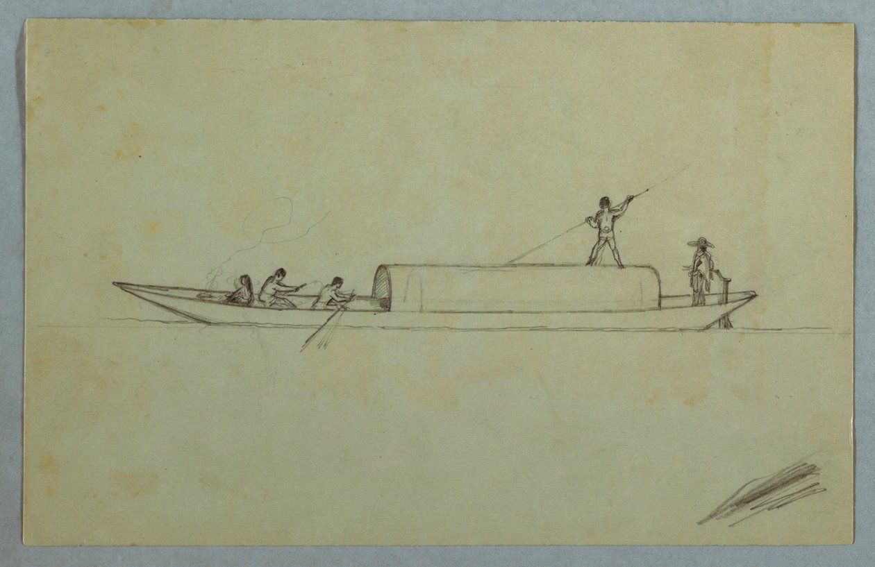 Desenho, Canoa coberta, provavelmente sul-americana, 1853 ou 1857 de Frederic Edwin Church