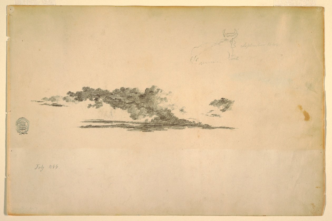 Desenho, Vaca, nuvens, julho e setembro de 1844 de Frederic Edwin Church