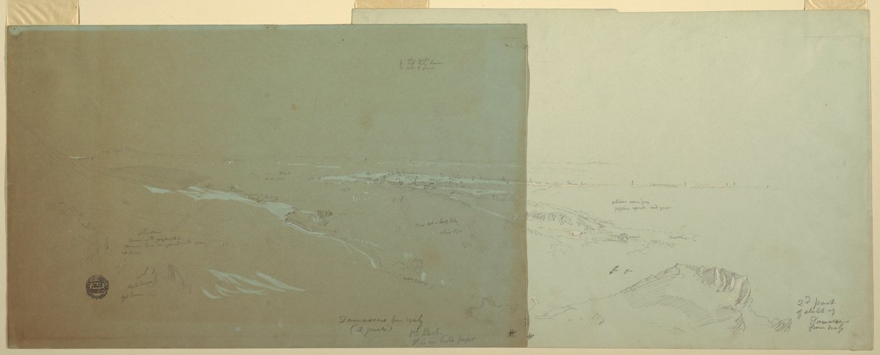 Desenho, Damasco, Síria, visto de noroeste, Parte 2, abril ou maio de 1868 de Frederic Edwin Church