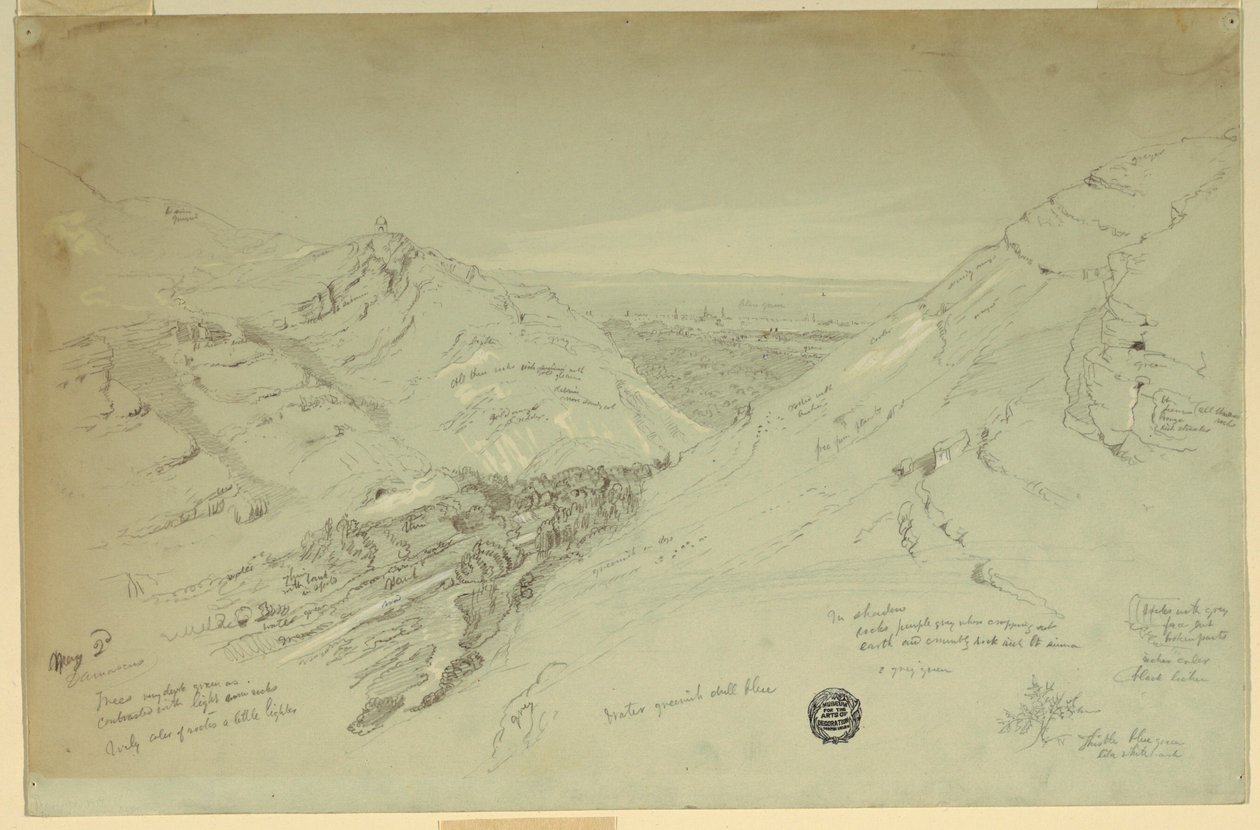 Desenho, Vista distante de Damasco, Síria, 2 de maio de 1868 de Frederic Edwin Church