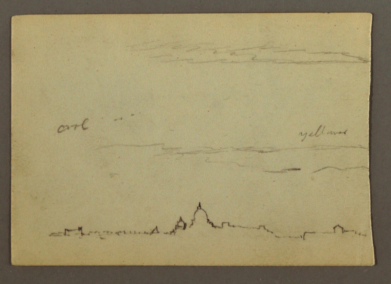 Desenho, Vista distante da Basílica de São Pedro e do Vaticano, Roma, Itália, janeiro de 1869 de Frederic Edwin Church