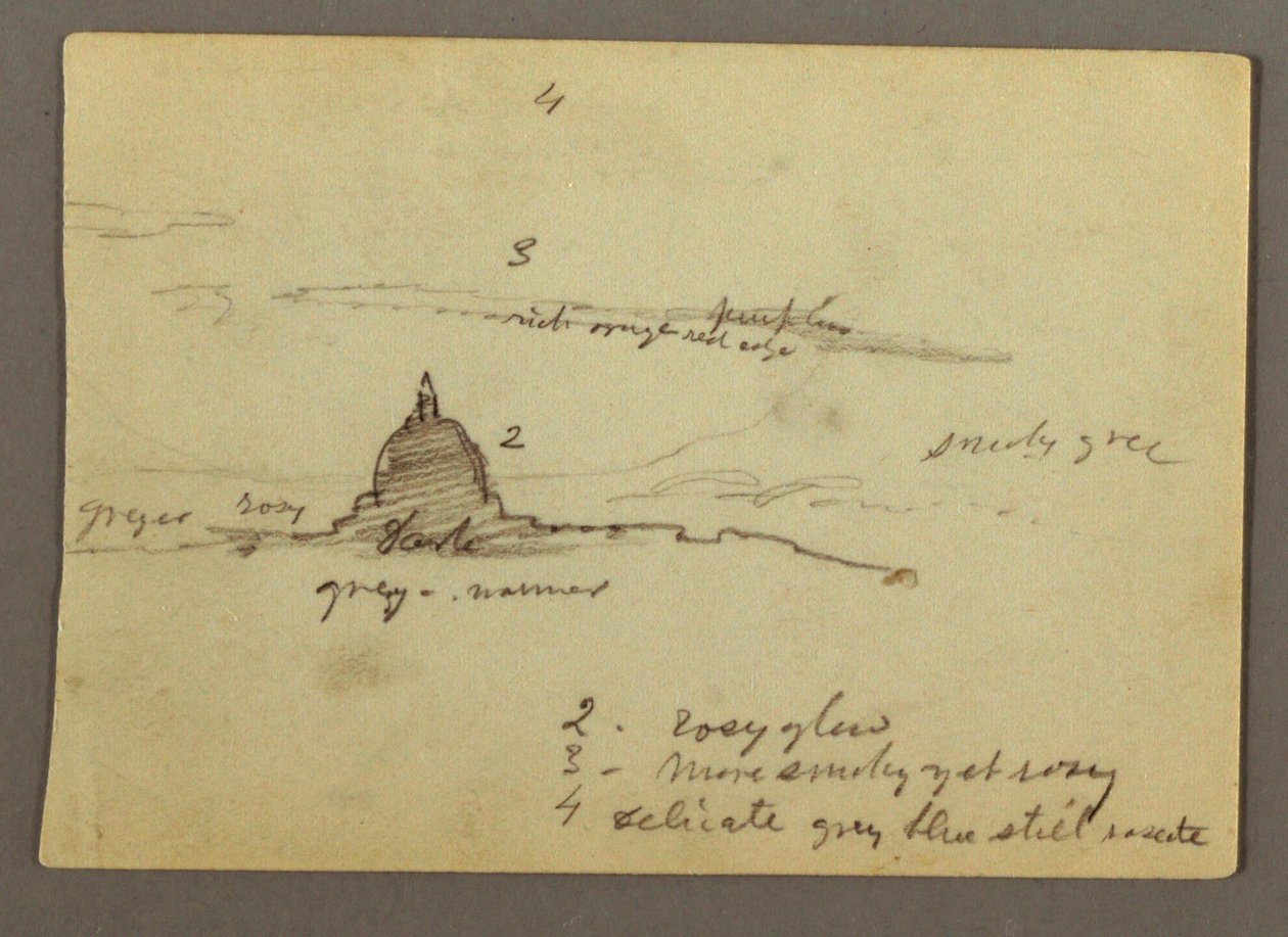 Desenho, Vista à distância da cúpula da Basílica de São Pedro, Roma, Itália, janeiro de 1869 de Frederic Edwin Church