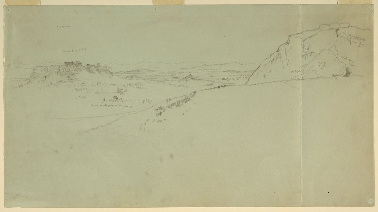 Desenho, Vista distante do lado norte da Acrópole, 1869 de Frederic Edwin Church