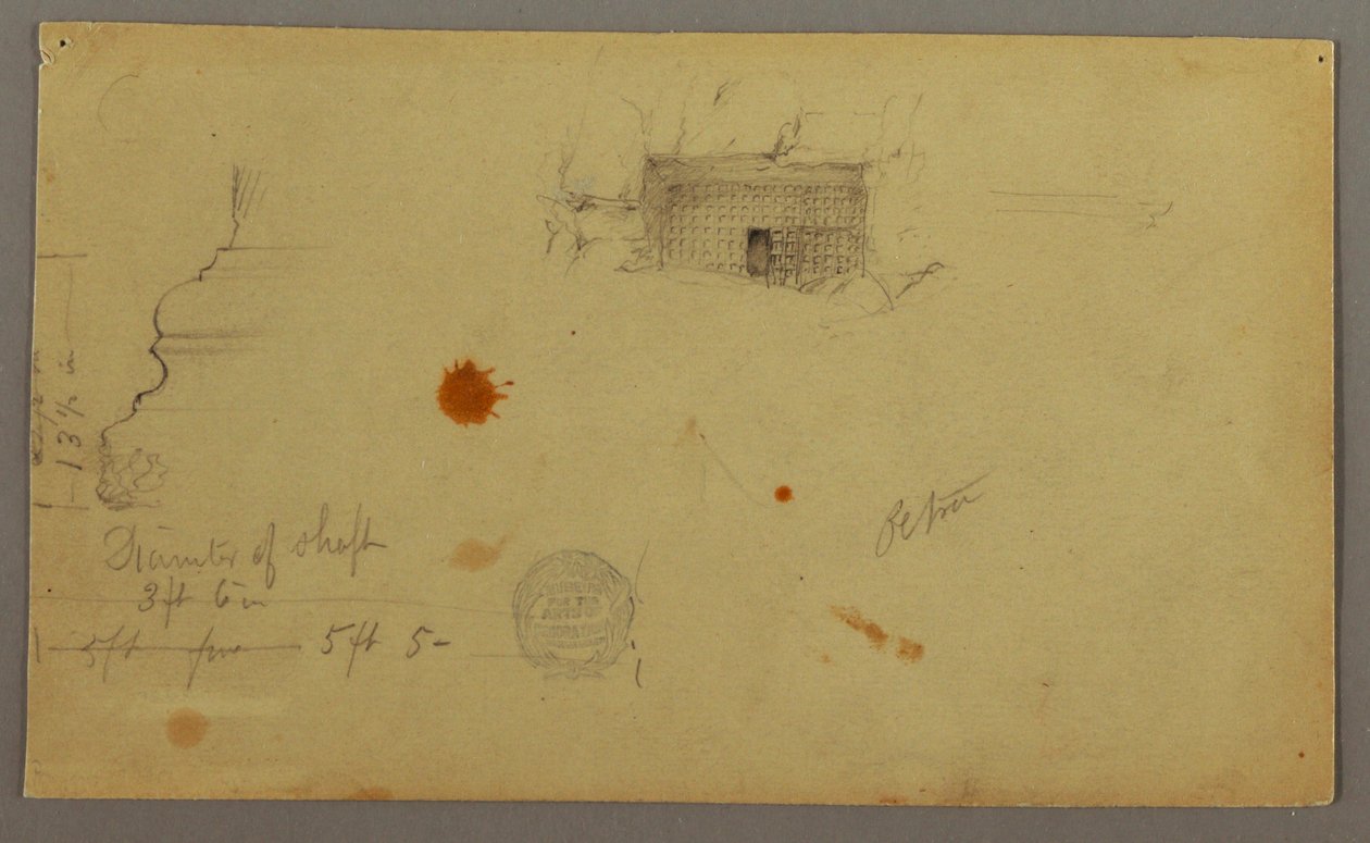 Desenho, Casa abobadada, Casa com escada, fevereiro, possivelmente 1868 de Frederic Edwin Church