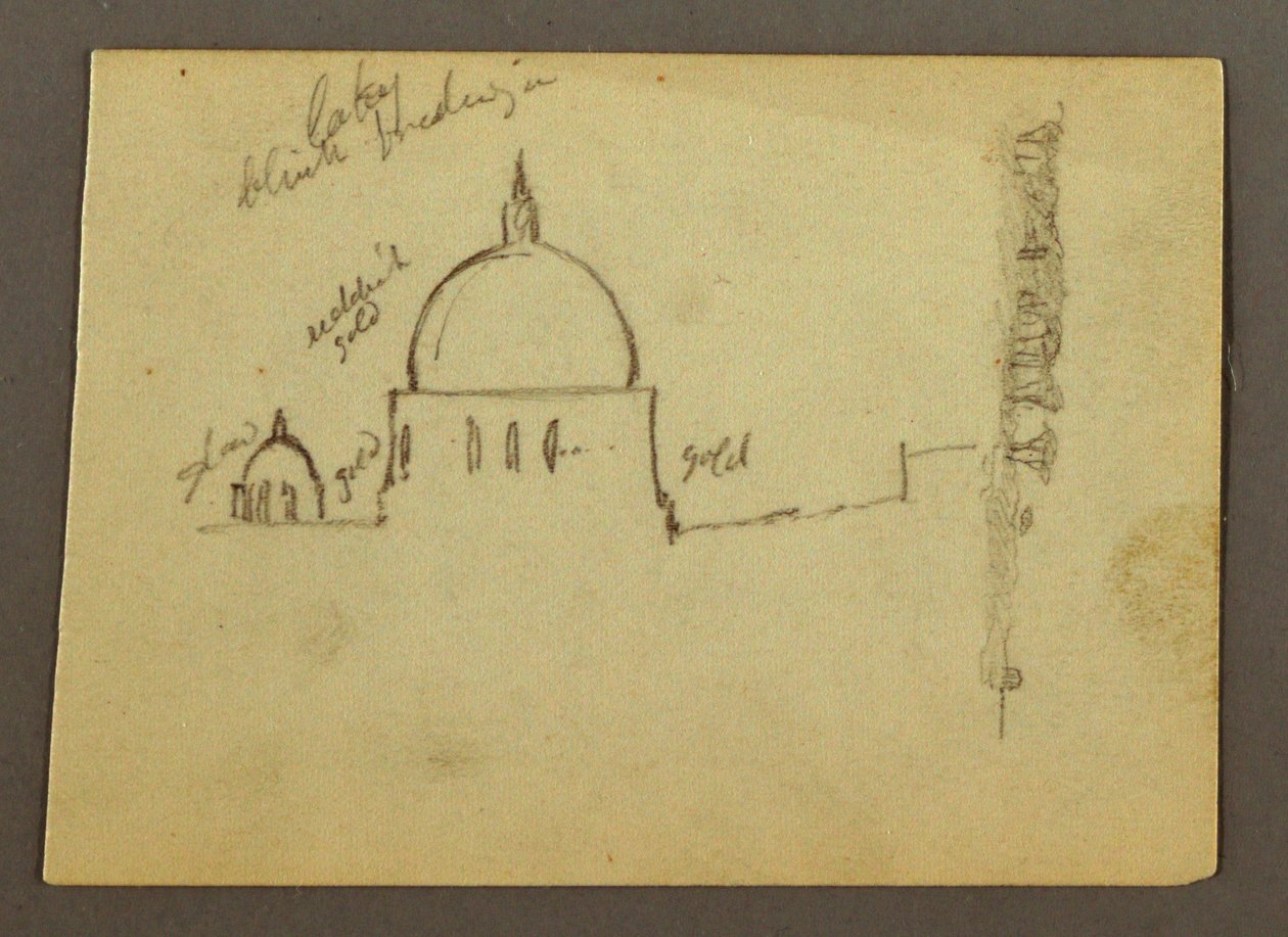 Desenho, Cúpulas da Basílica de São Pedro (vistas do Norte), Roma, Itália, janeiro de 1869 de Frederic Edwin Church