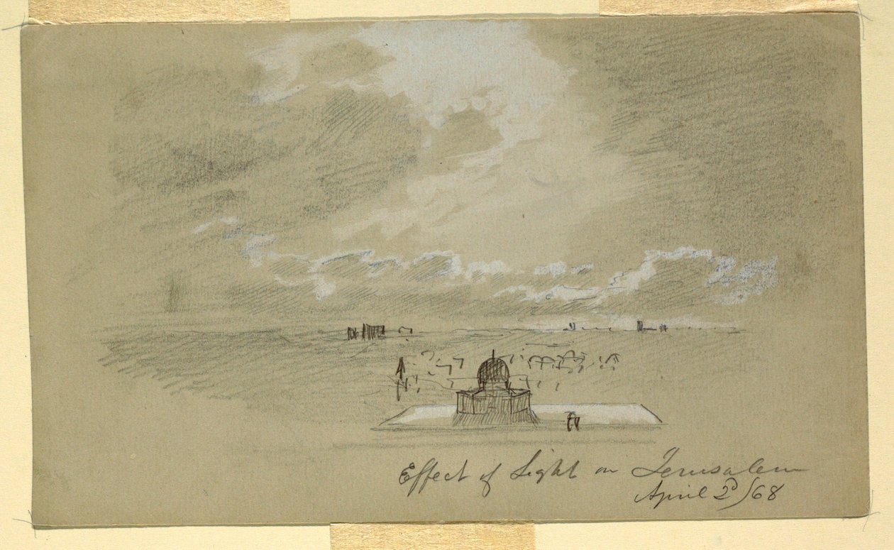 Desenho, Efeito da luz em Jerusalém, 2 de abril de 1868 de Frederic Edwin Church