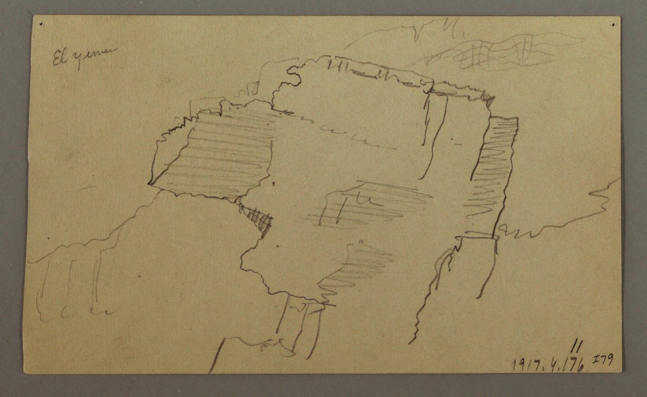 Desenho, Vale do Iémen, Arábia:  Parede rochosa, 20 de fevereiro de 1868 de Frederic Edwin Church
