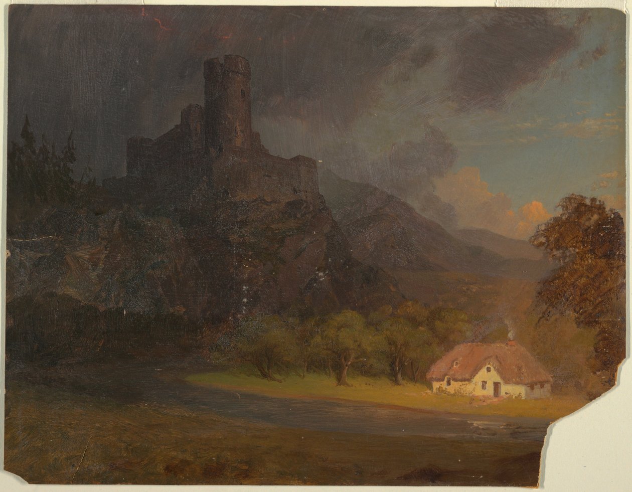 Desenho, Castelo inglês e casa de campo, ca. 1844 de Frederic Edwin Church