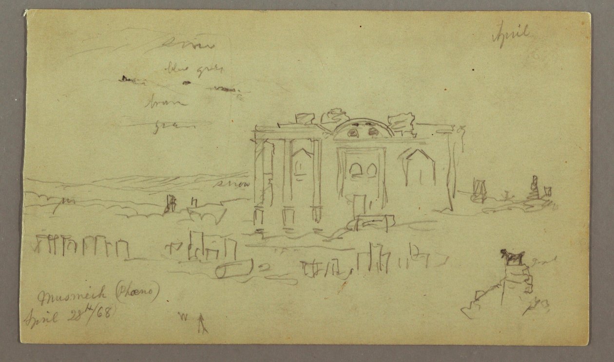Desenho, Fachada do Parrelorium, 28 de abril de 1868 de Frederic Edwin Church
