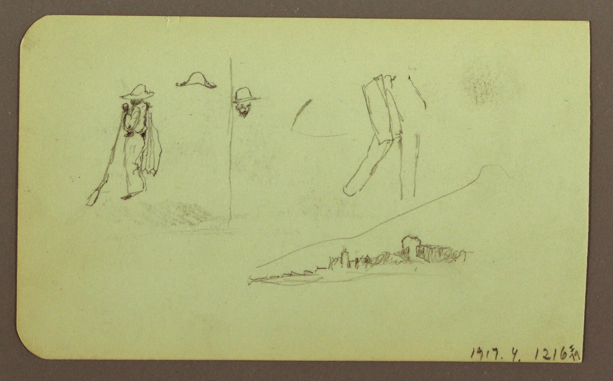 Desenho, Fábrica; Verso: Figuras, 1883 de Frederic Edwin Church