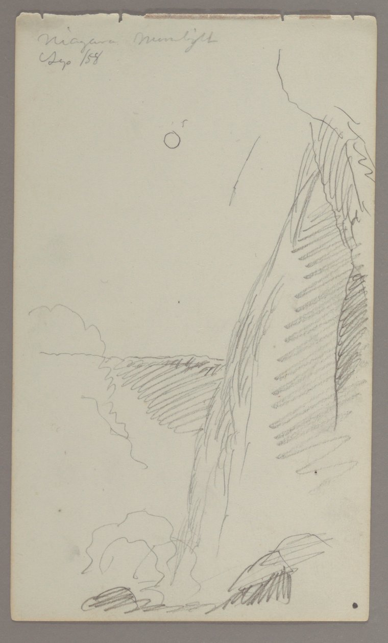 Desenho, Cataratas ao luar, 1858 de Frederic Edwin Church