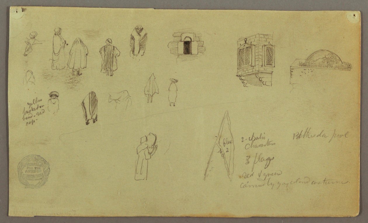 Desenho, Estudos de figuras, Bandeira de janelas, possivelmente 1868 de Frederic Edwin Church