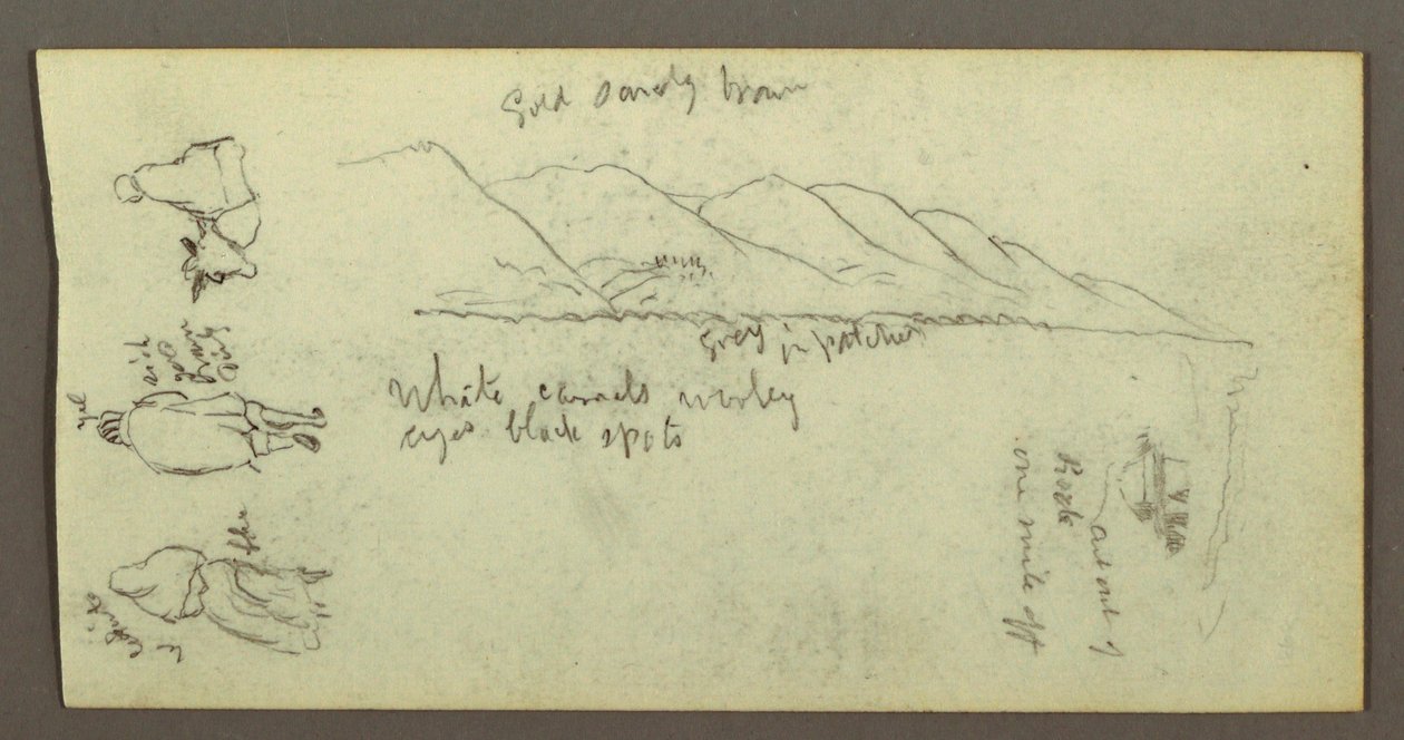 Desenho, Estudo de figura, cadeia de montanhas, possivelmente 1868 de Frederic Edwin Church