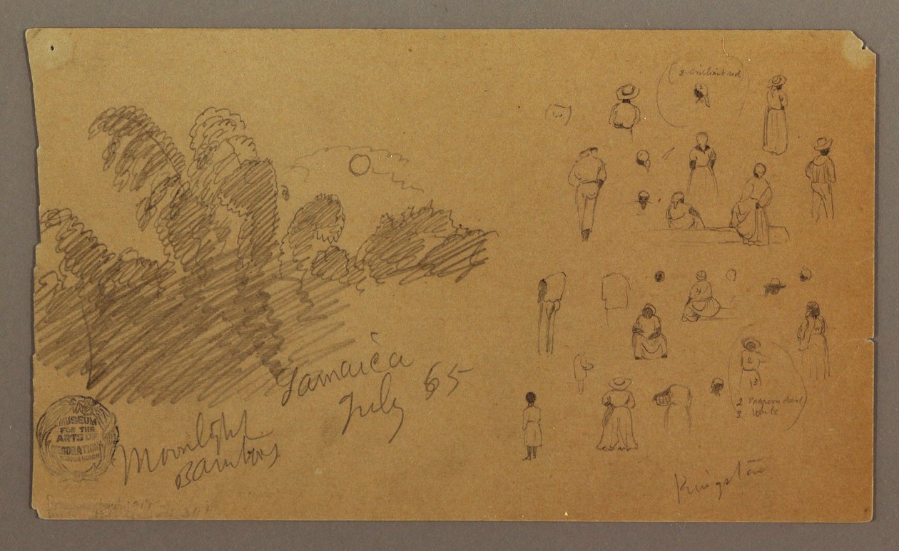 Desenho, figuras, bambu ao luar, julho de 1865 de Frederic Edwin Church