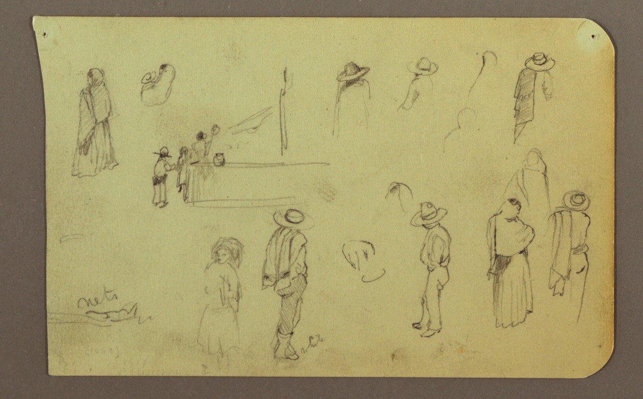 Desenho, Figuras, Verso: Figura, Paisagem, 1883 de Frederic Edwin Church