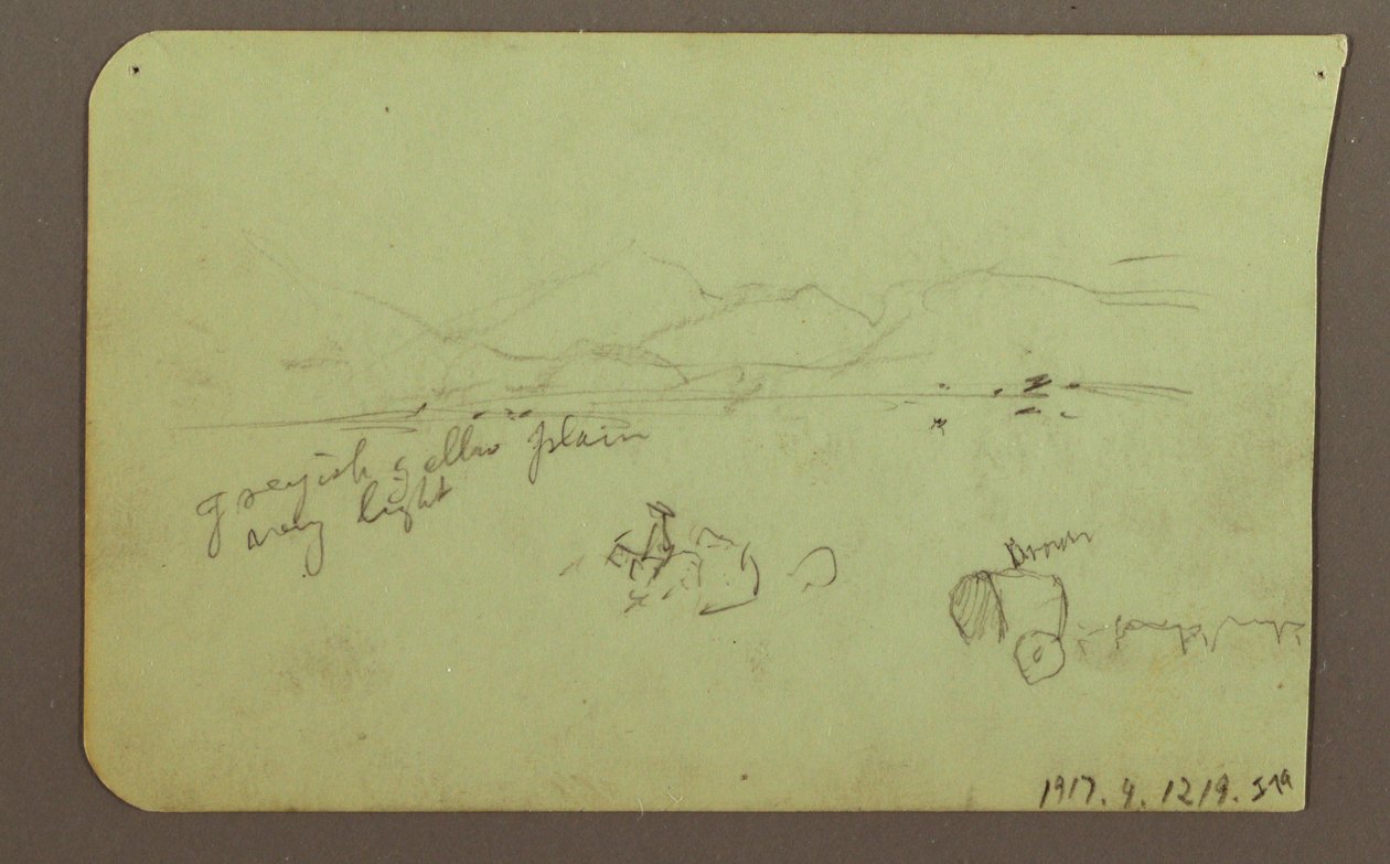 Desenho, Figuras, Verso: Figura, Paisagem, 1883 de Frederic Edwin Church