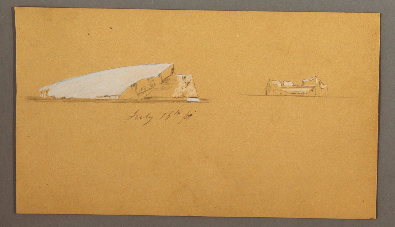 Desenho, Icebergs flutuantes, 16 de julho de 1859 de Frederic Edwin Church