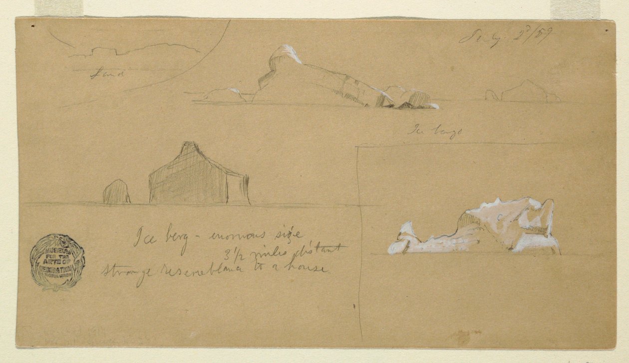 Desenho, Icebergs flutuantes, 2 de julho de 1859 de Frederic Edwin Church