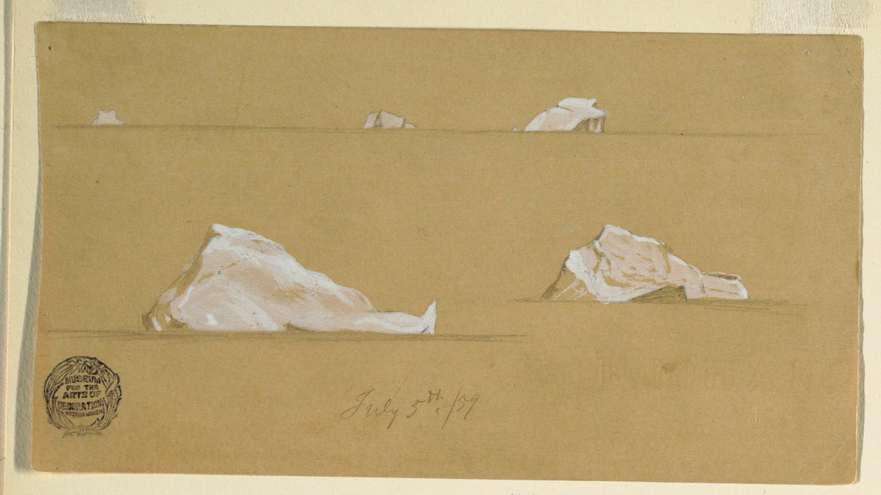 Desenho, Icebergs flutuantes, 5 de julho de 1859 de Frederic Edwin Church