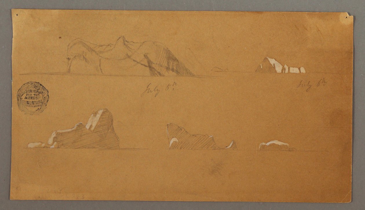 Desenho, Icebergues flutuantes, 5 e 6 de julho de 1859 de Frederic Edwin Church