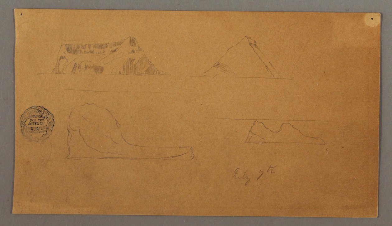 Desenho, Icebergs flutuantes, 7 de julho de 1859 de Frederic Edwin Church